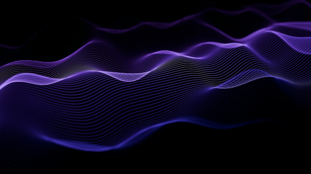 Abstract warm sound wave graphic design in orange and navy tones